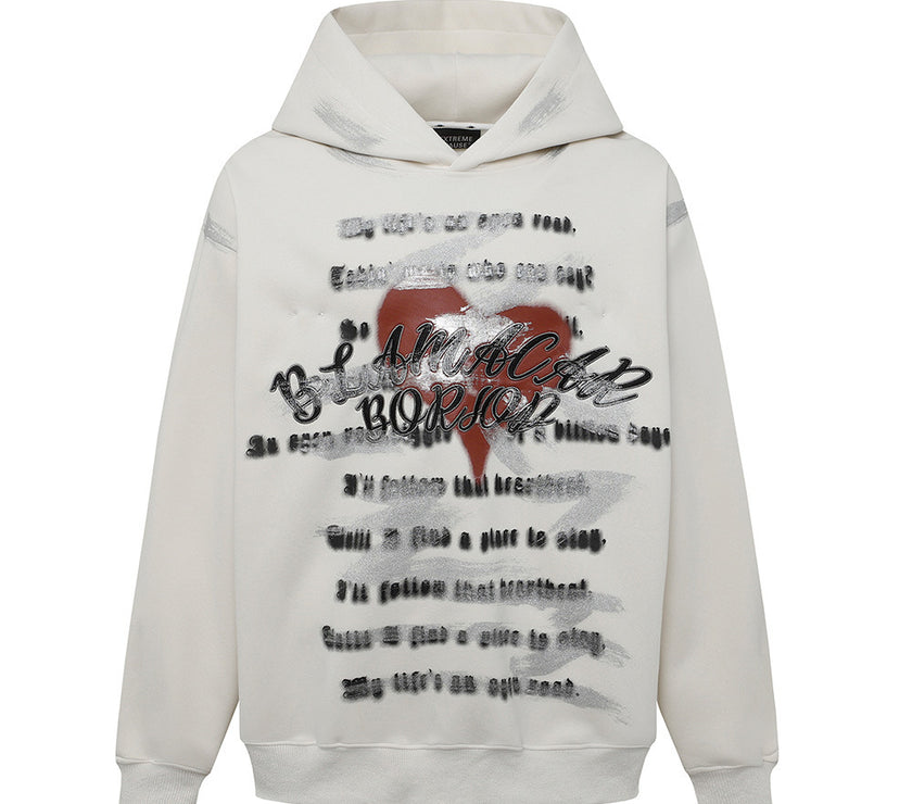 Letter Graffiti Printed Hoodie Men's