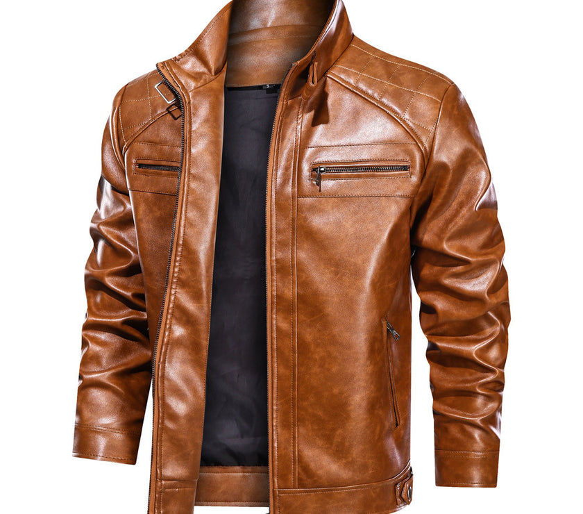 Men's Casual Leather Clothing Coat Simple Jacket