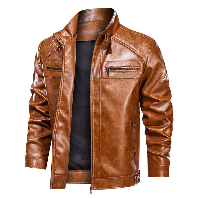 Men's Casual Leather Clothing Coat Simple Jacket