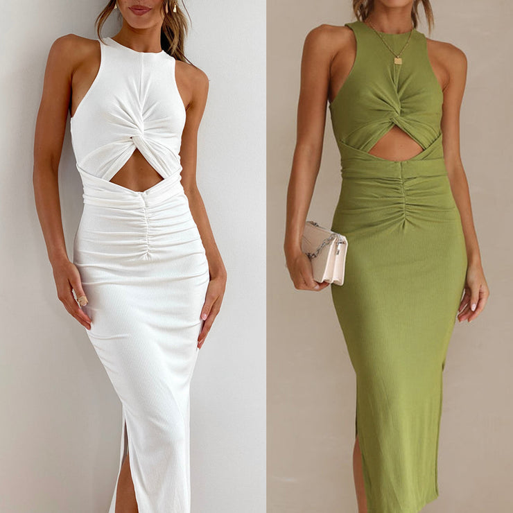 Slim Fit Slit Sleeveless Dress Women