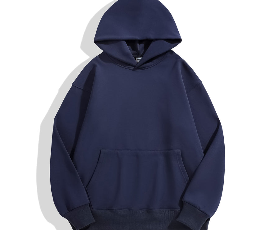 500g Heavy-duty Fleece Shoulder Down Hoodie Without Drawstring