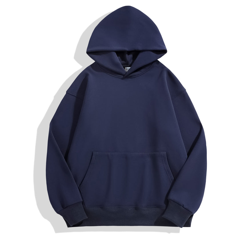 500g Heavy-duty Fleece Shoulder Down Hoodie Without Drawstring