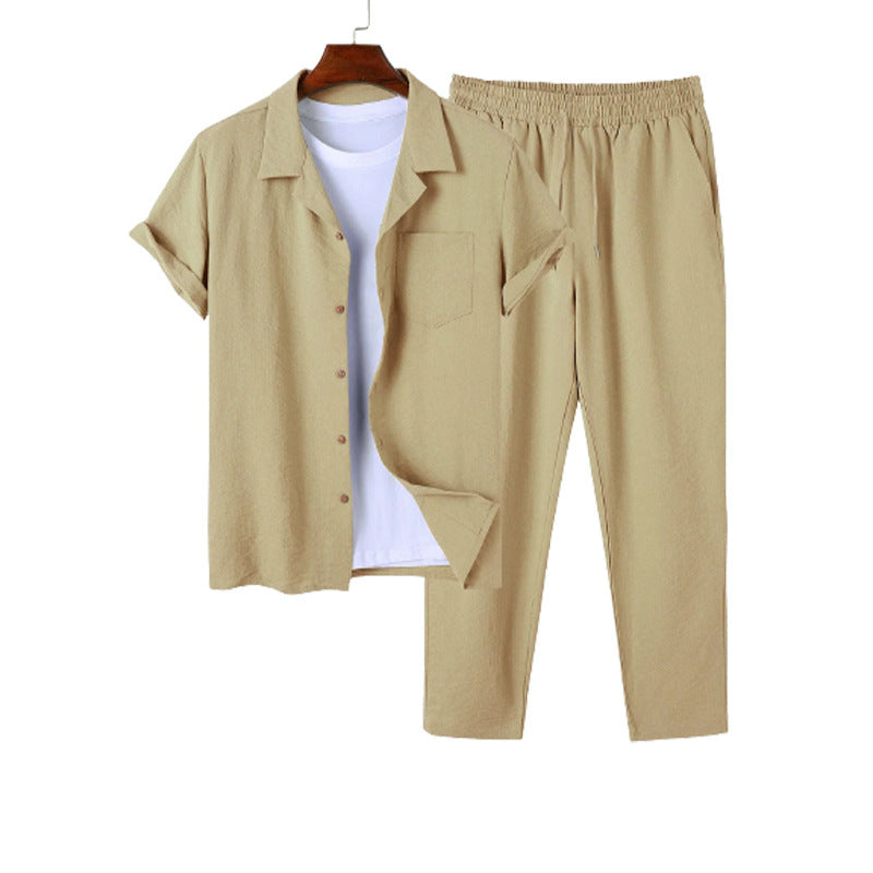 New Digital Men's Cotton And Linen Shirt Outfit