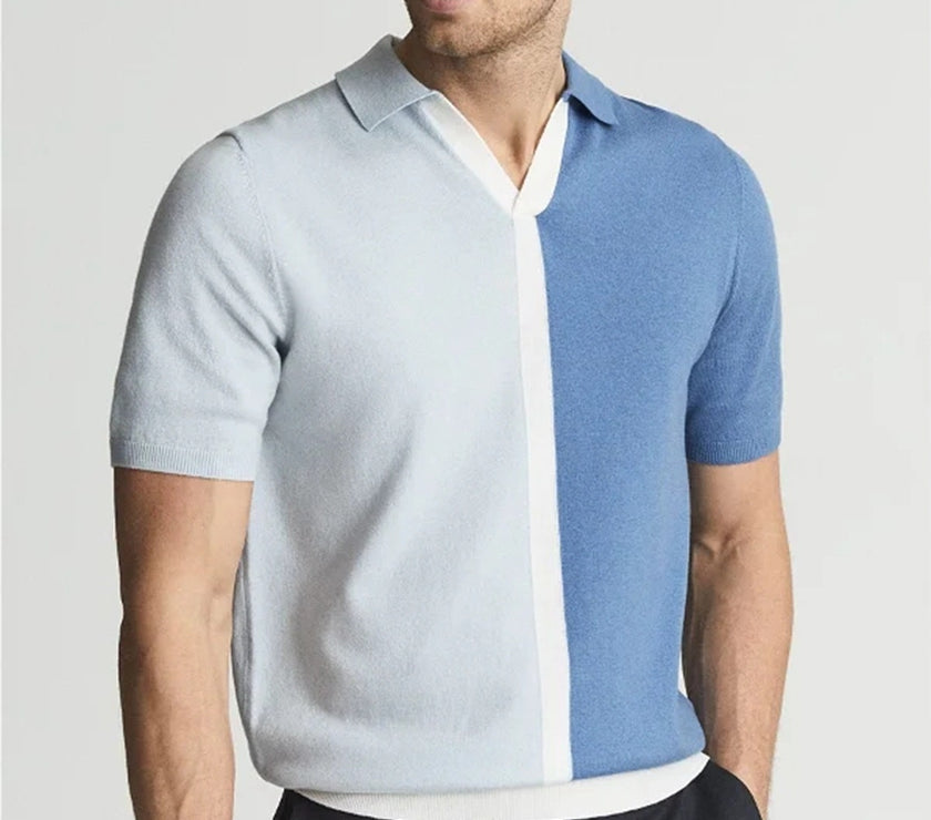 Men's Clothing Lapel Knitted Short Sleeve