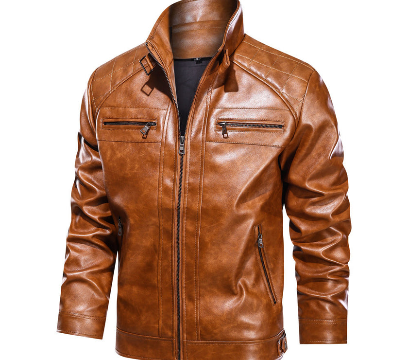 Men's Casual Leather Clothing Coat Simple Jacket