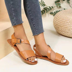 Summer New European And American Roman Ankle-strap Buckle Flat Plus Size Women's Sandals