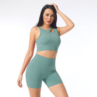 Solid Color Beautiful Back Bra Women's Quick-drying Breathable Shorts Sports Suit