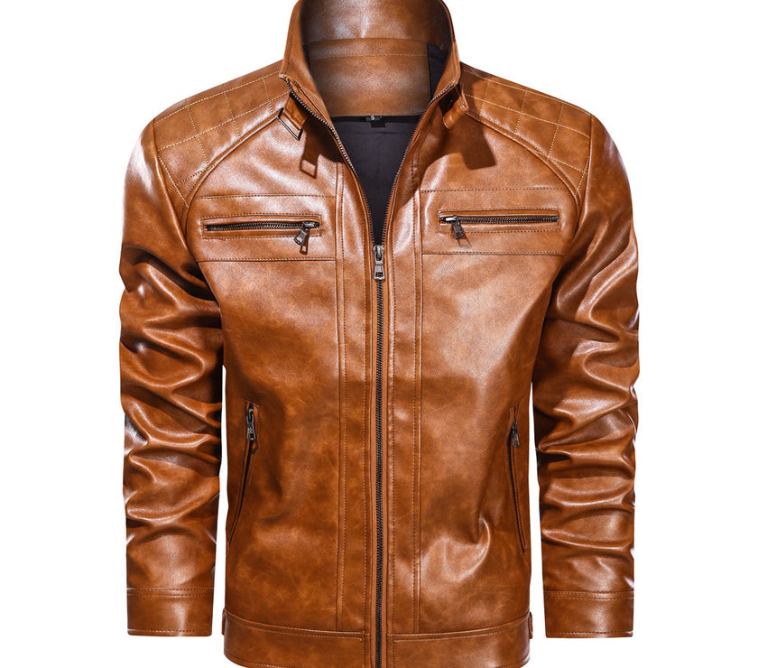 Men's Casual Leather Clothing Coat Simple Jacket