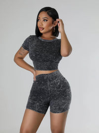 Summer Crop Top Shorts Set Casual Two Piece Sets