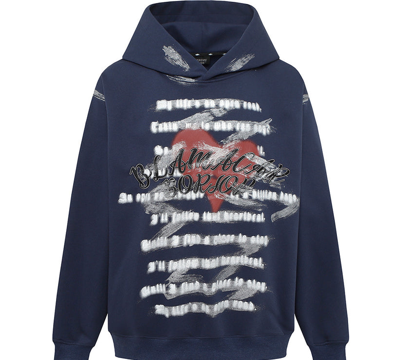 Letter Graffiti Printed Hoodie Men's