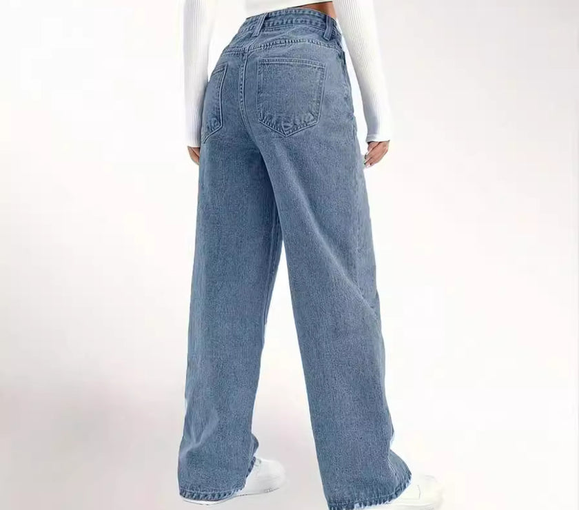 European And American Fashion Ripped High Waist Jeans