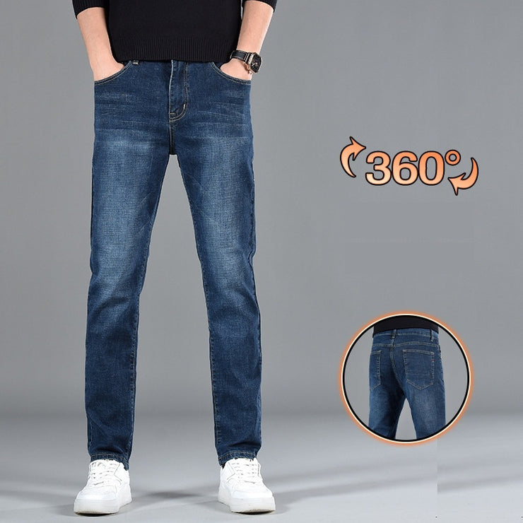 New Slim Fit Youth Casual Straight-leg Cotton Jeans Men