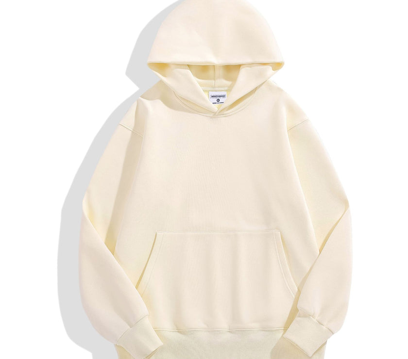 500g Heavy-duty Fleece Shoulder Down Hoodie Without Drawstring