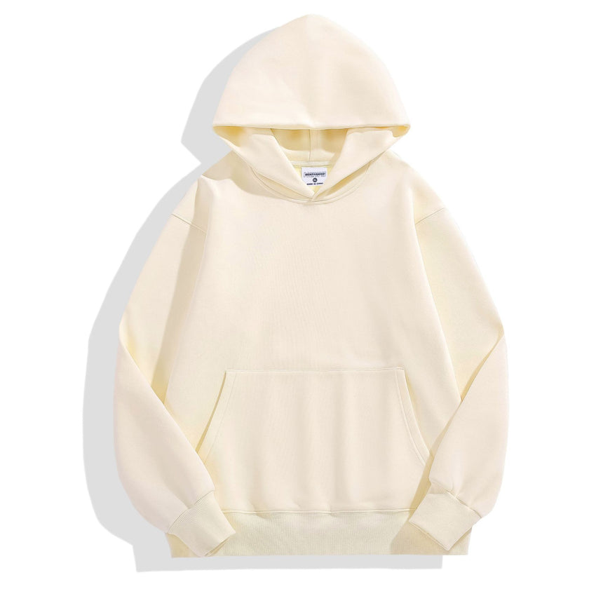 500g Heavy-duty Fleece Shoulder Down Hoodie Without Drawstring