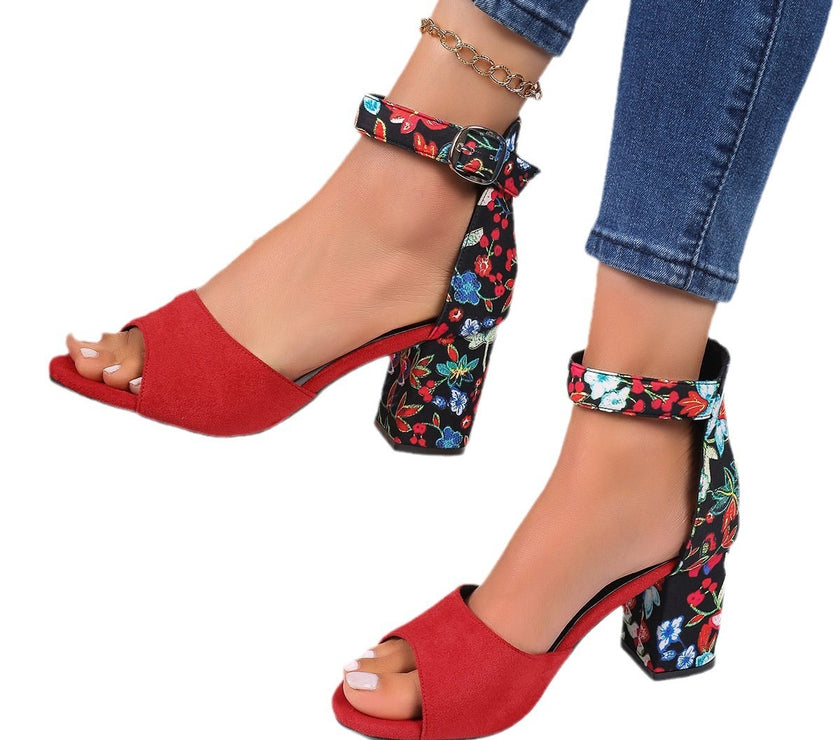 Women's Simple And Fashionable Printed Fish Mouth Sandals