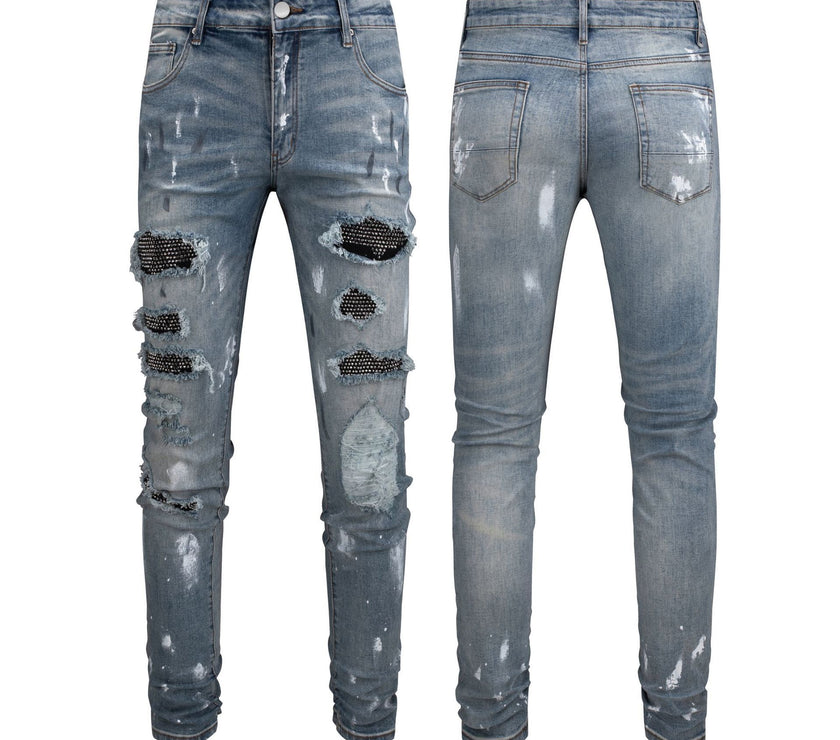 Black Patch Paint Design Jeans