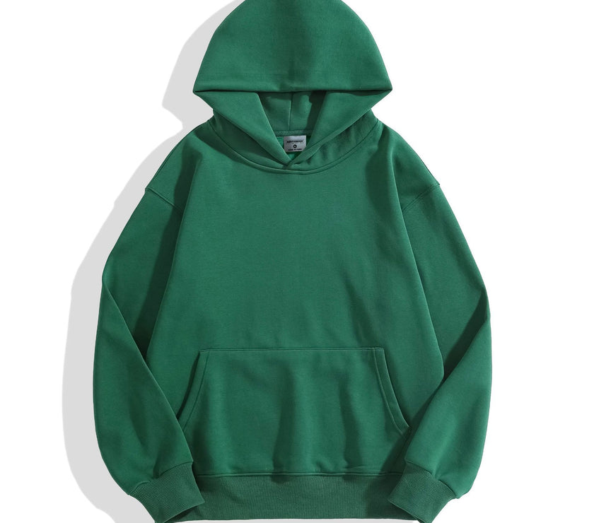 500g Heavy-duty Fleece Shoulder Down Hoodie Without Drawstring