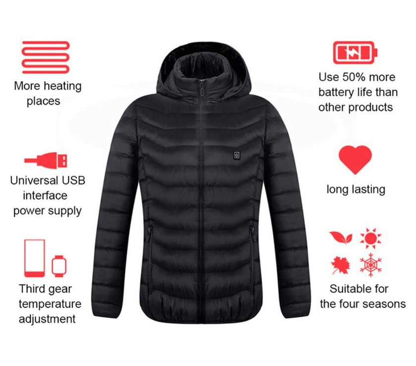 New Heated Jacket Coat USB Electric Jacket Cotton Coat Heater Thermal Clothing Heating Vest Men's Clothes Winter