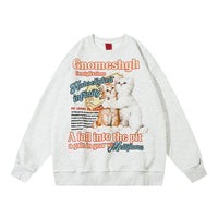 Kitten Print Loose Pullover Sweatershirt