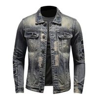 Spring And Autumn Retro Distressed Men's Denim Coat