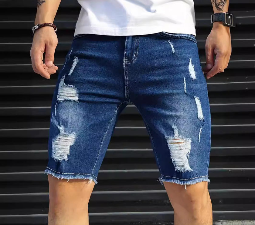 Leisure Ripped Slim Fit Denim Shorts