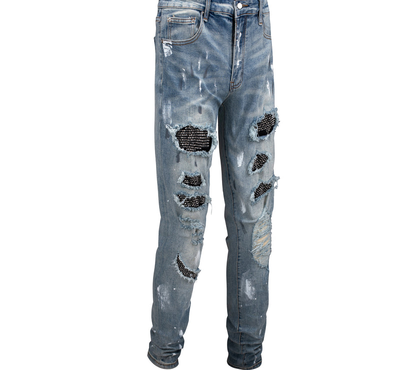 Black Patch Paint Design Jeans