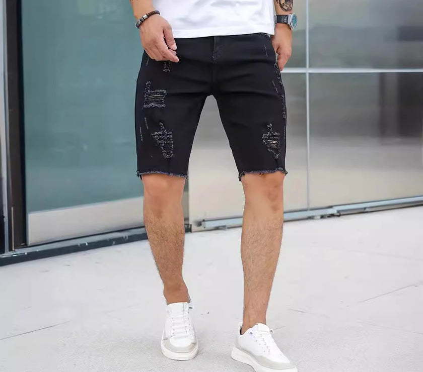 Leisure Ripped Slim Fit Denim Shorts