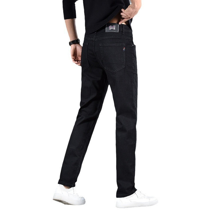 New Slim Fit Youth Casual Straight-leg Cotton Jeans Men