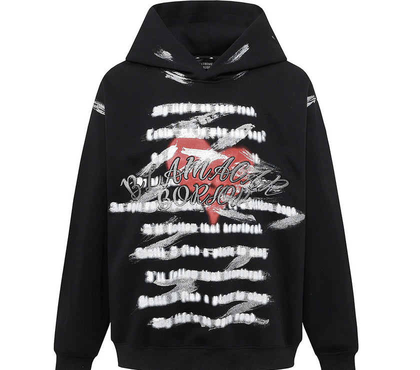 Letter Graffiti Printed Hoodie Men's