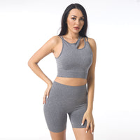 Solid Color Beautiful Back Bra Women's Quick-drying Breathable Shorts Sports Suit