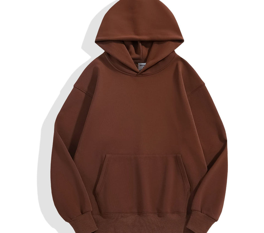 500g Heavy-duty Fleece Shoulder Down Hoodie Without Drawstring