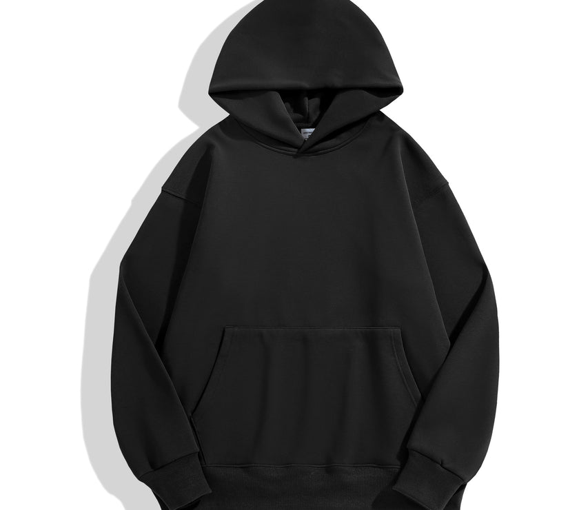 500g Heavy-duty Fleece Shoulder Down Hoodie Without Drawstring