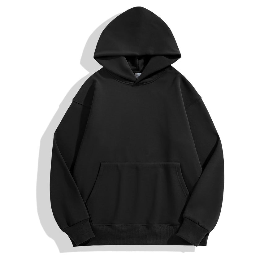 500g Heavy-duty Fleece Shoulder Down Hoodie Without Drawstring