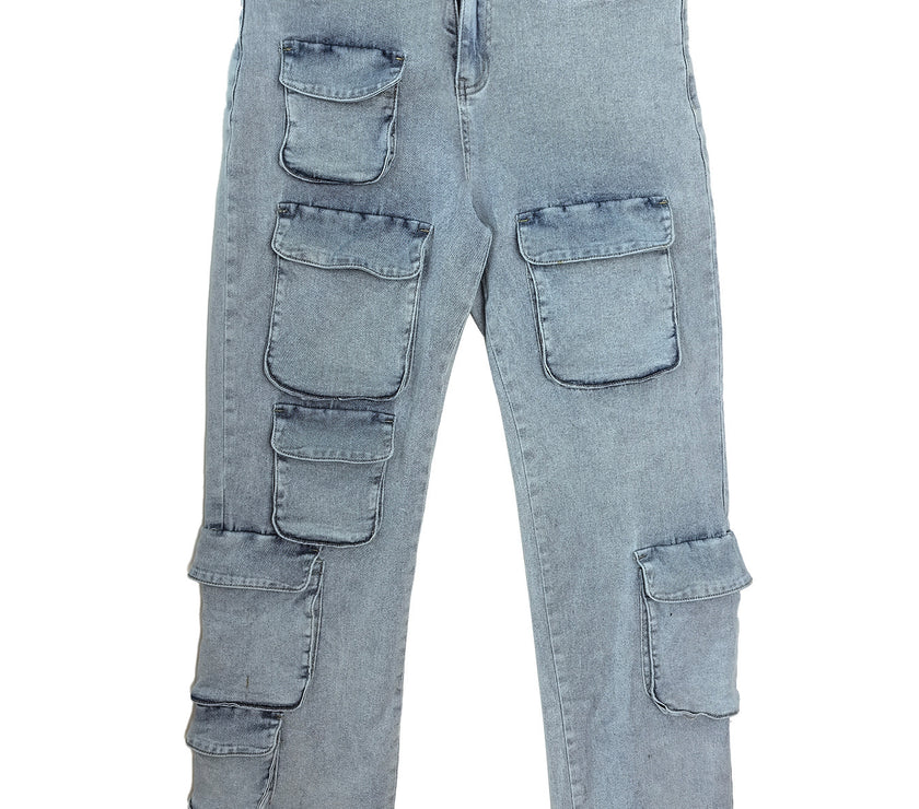 Women's Fashion Work Clothes Style Denim Trousers