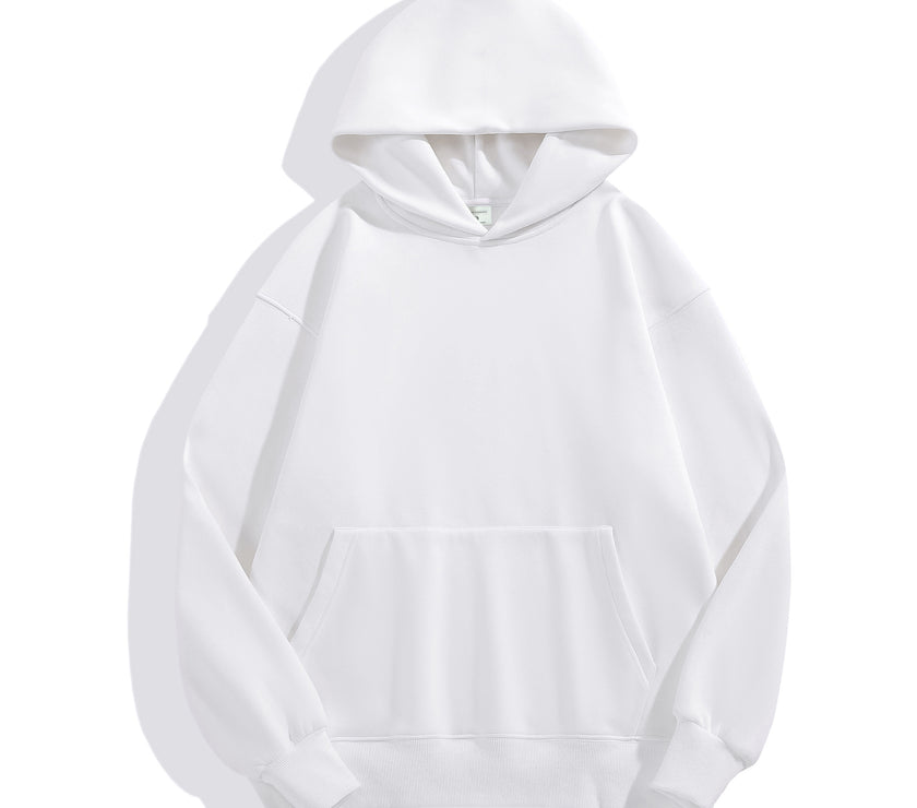 500g Heavy-duty Fleece Shoulder Down Hoodie Without Drawstring